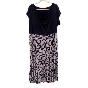 Reborn Draped Scoop Neck Maxi Dress Black White Size 2X